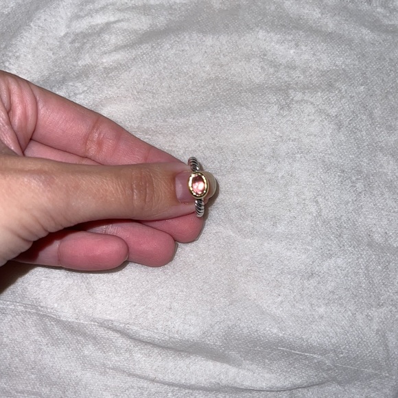 David Yurman Vintage Gold and Sterling Silver Pink Tourmaline ring, size 6 - Picture 9 of 11